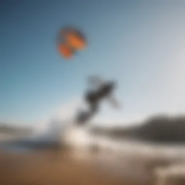 Kiteboarding Inflation Pump in Action Kiteboarding inflation pump in action on the beach