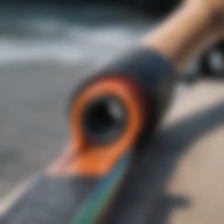 Close-up of a durable kiteboard handle showing its materials