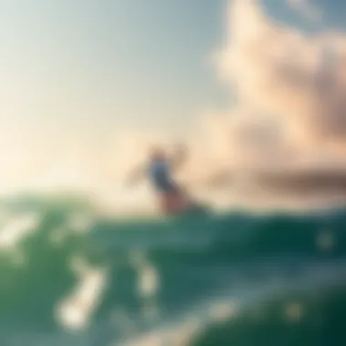 Thrilling Kiteboarding Experience Dynamic kiteboarding action amidst strong winds