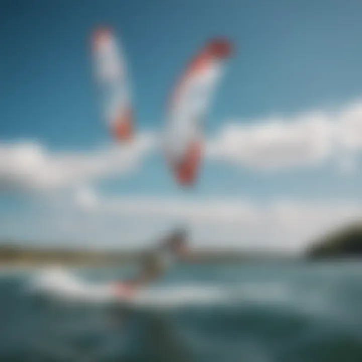 Kiteboarding scene showcasing switch blade kites in action