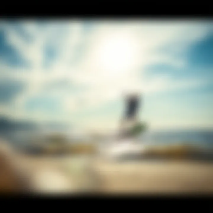 Navigating Strong Winds in Washington Kiteboarder navigating strong winds on a Washington beach