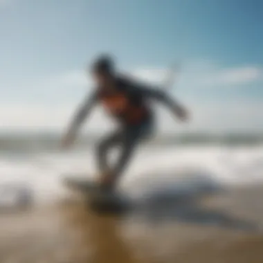 Kiteboarder riding the waves at Hampton Beach