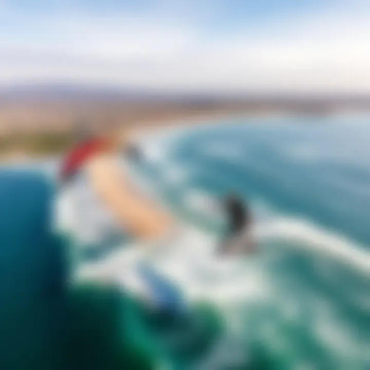 Coastal Winds and Kiteboarding An aerial view of the San Diego coastline showcasing ideal kiteboarding conditions.