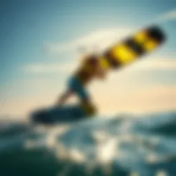 Kiteboarding in action with strong winds