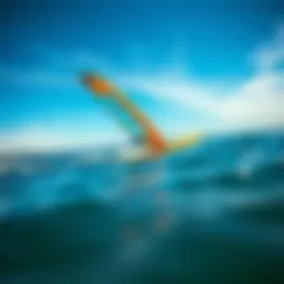 Wing board gliding smoothly over water