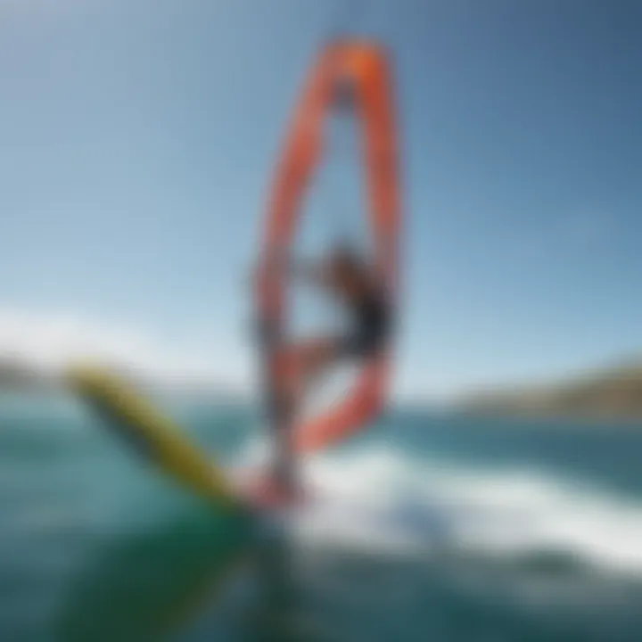 User enjoying an inflatable windsurf foil ride