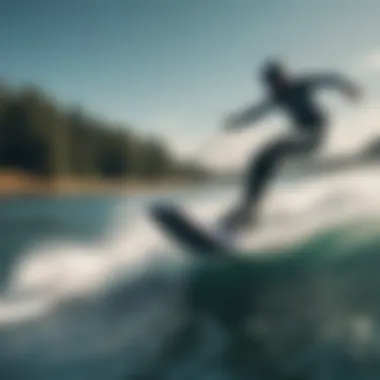 Rider demonstrating advanced wake foil techniques