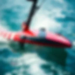 Close-up view of a hydrofoil designed for wake surfing