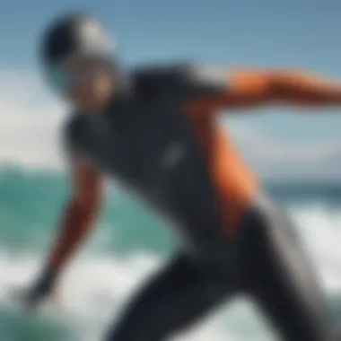 Close up of wetsuit material showcasing flexibility