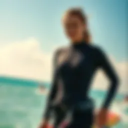 Stylish chest zip wetsuit designed for female kiteboarders